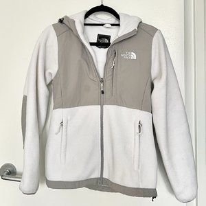 North Face White/Grey Denali Fleece Hoodie (Women's XS)